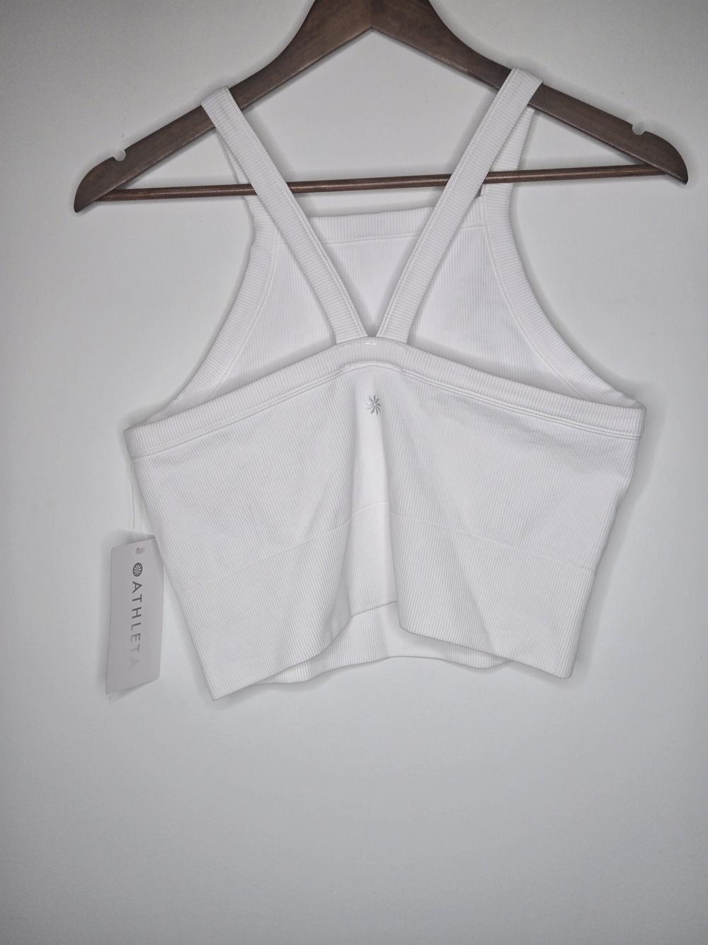 NWT Athleta Aurora White Ribbed Racer Back Square-Neck Cropped Camisole Size L - Picture 3 of 9